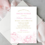 Elegant Rosa Guld Blommigt Peony Möhippa<br><div class="desc">Elegant och romantisk peony bröllop inbjudningskort för möhippan-design i ljusa rosa och champagne guld färg.</div>
