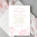 Elegant Rosa Guld Blommigt Peony Möhippa Inbjudningar<br><div class="desc">Elegant och romantisk peony bröllop inbjudningskort för möhippan-design i ljusa rosa och champagne guld färg.</div>