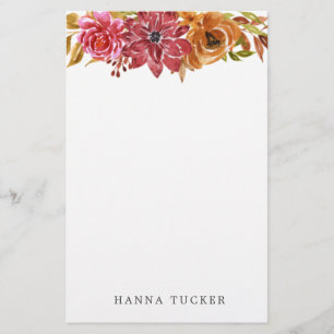 Elegant Rosa Guld Blommigt Personlig Stationery Brevpapper