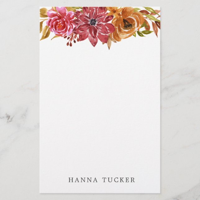 Elegant Rosa Guld Blommigt Personlig Stationery Brevpapper (Framsida)