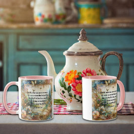 Elegant Rosa Guld Blommigt Romans Scripture Art Mugg