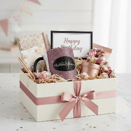 Elegant rosa guld bokstäver på svart & glitter mugg