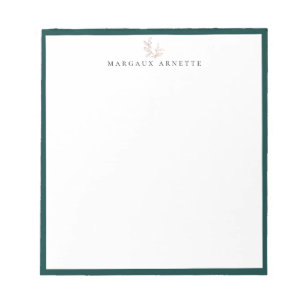 Elegant Rosa Guld Botanisk Gren Teal Ram Anteckningsblock