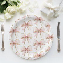 Elegant Rosa Guld Bow Mönster Baby Shower Girl