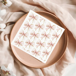 Elegant Rosa Guld Bow Mönster Baby Shower Girl Pappersservett