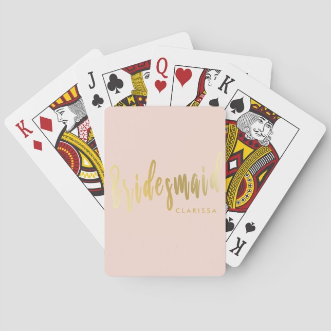 Elegant  rosa & guld bridesmaid casinokort (Baksidan)