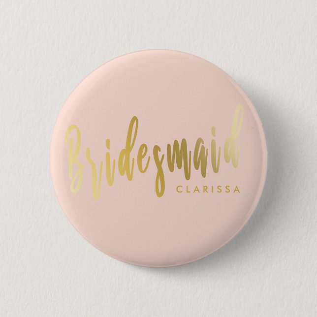 Elegant  rosa & guld bridesmaid knapp (Framsida)