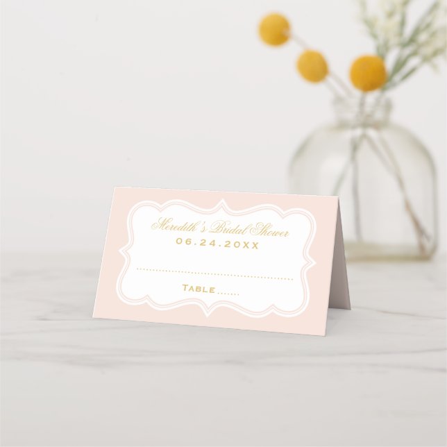 Elegant Rosa Guld Bröllop Bröllopsdusch Placeringskort (Framsida)