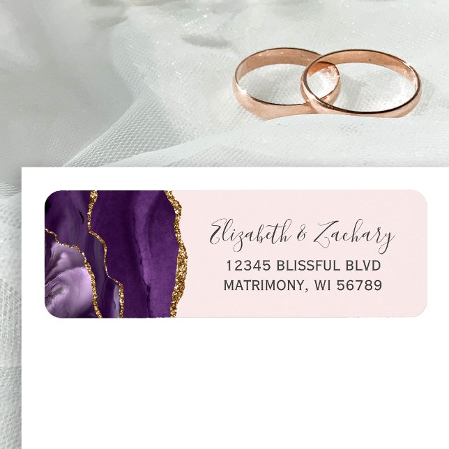Elegant Rosa Guld Bröllops Returadress Etikett (Skapare uppladdad)