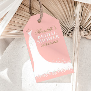 Elegant Rosa Guld Bröllopsklänning Showerpresent Presentetikett