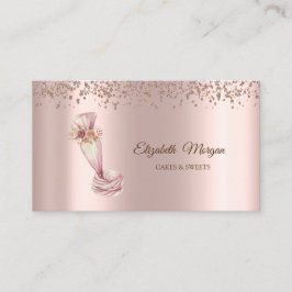 Elegant Rosa Guld Cupcake, Godis, Bakverktyg Visitkort