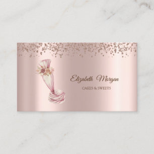 Elegant Rosa Guld Cupcake, Godis, Bakverktyg Visitkort