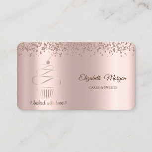 Elegant Rosa Guld Cupcake, Godis Visitkort