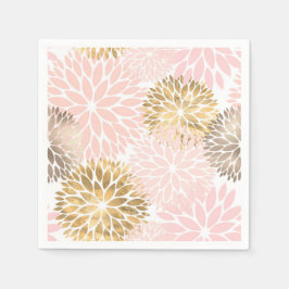 Elegant Rosa Guld Dahlia-Blommigten Pappersservett