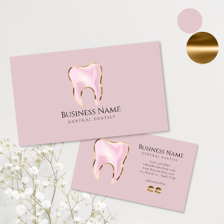 Elegant Rosa & Guld Dental Business Card-mall Visitkort