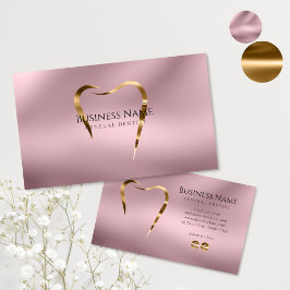 Elegant Rosa Guld Dentist Affärskort Design Visitkort