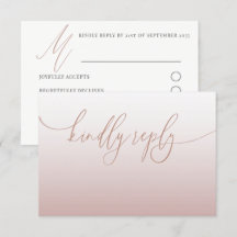 Elegant rosa guld enkel RSVP bröllop