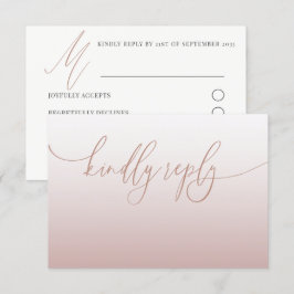 Elegant rosa guld enkel RSVP bröllop OSA Kort