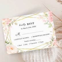 Elegant Rosa Guld Geometrisk Blommig Bröllops-RSVP