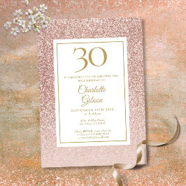 Elegant Rosa Guld Glitter 30-årsdag Inbjudningar