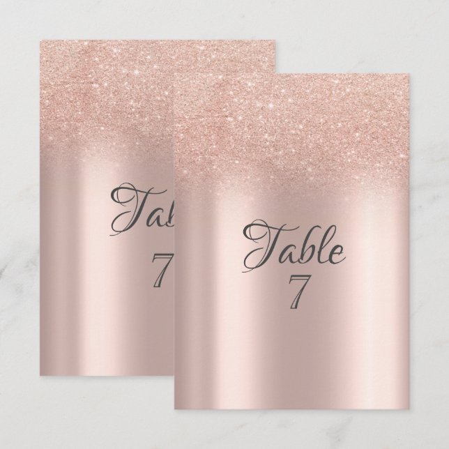 Elegant Rosa Guld Glitter Bokeh Bordskort (Fram/baksida)