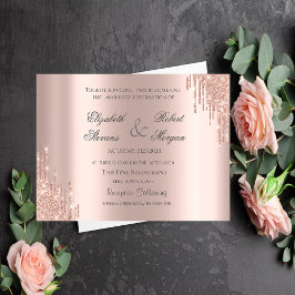 Elegant Rosa Guld Glitter Bröllop Inbjudningar
