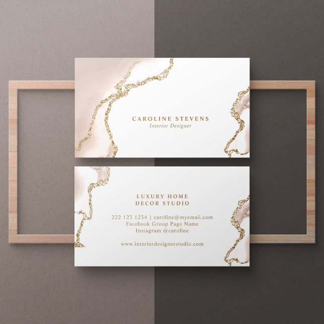 Elegant  rosa guld glitter-chic visitkort (Skapare uppladdad)