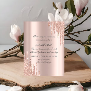 Elegant rosa guld glitter droppar bröllopsmottagni inbjudningar