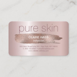 Elegant Rosa Guld Glitter Esthetician Spa Visitkort