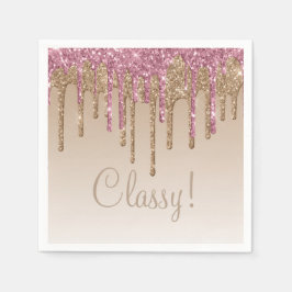 Elegant rosa guld glitter glam skript flickig ombr pappersservett