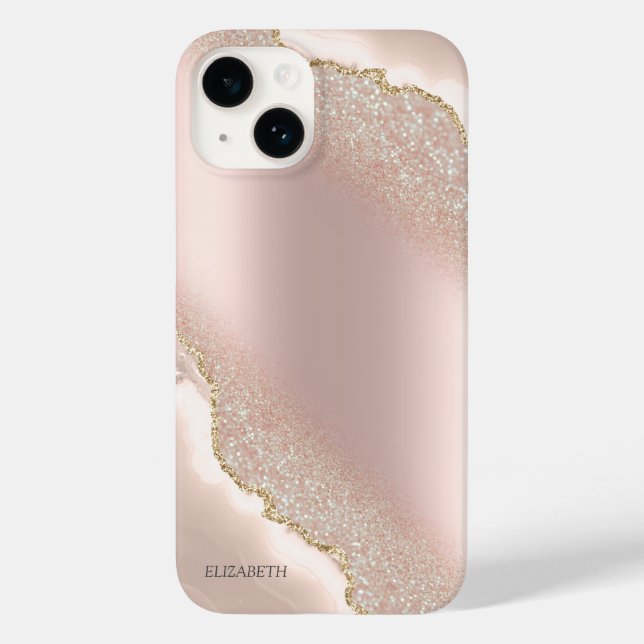 Elegant Rosa Guld Glitter Marmor (Baksida)