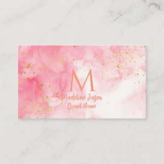 Elegant rosa guld glitter marmor agat monogram visitkort