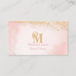 Elegant rosa guld glitter marmor agat monogram visitkort