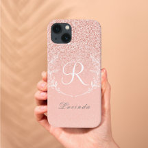 Elegant Rosa Guld Glitter Monogram