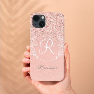 Elegant Rosa Guld Glitter Monogram