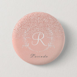 Elegant Rosa Guld Glitter Monogram Knapp