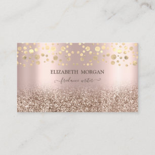 Elegant rosa guld glitter ombre konfetti visitkort
