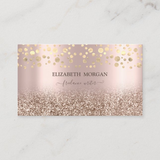 Elegant rosa guld glitter ombre konfetti visitkort (Framsida)
