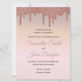 Elegant Rosa Guld Glitter, Persika och Svart Text