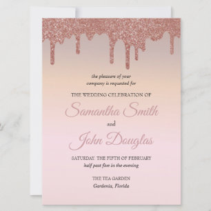 Elegant Rosa Guld Glitter, Persika och Svart Text