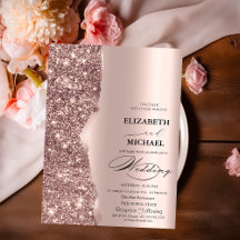 Elegant rosa guld glitter skrift bröllop