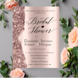 Elegant Rosa Guld Glitter Skrift Bröllopsdusch Inbjudningar