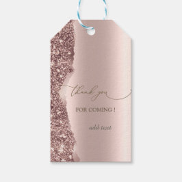 Elegant Rosa Guld Glitter Skrift Presentetikett