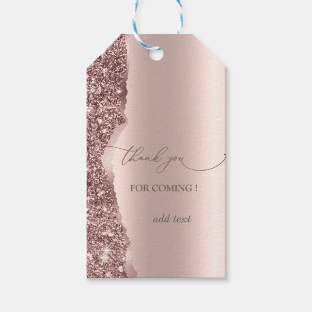 Elegant Rosa Guld Glitter Skrift  Presentetikett (Framsidan)