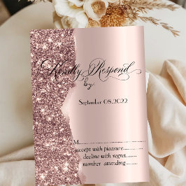 Elegant rosa guld glitter skript RSVP Inbjudningar