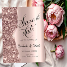 Elegant rosa guld glitter skript spara datum