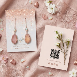 Elegant Rosa Guld Glitter Smycken Display TMF26 Visitkort