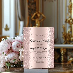 Elegant rosa guld glitterdamm pensionering inbjudningar