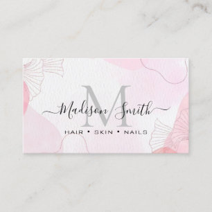 Elegant Rosa Guld Glittermarmor Agat Monogramm Visitkort