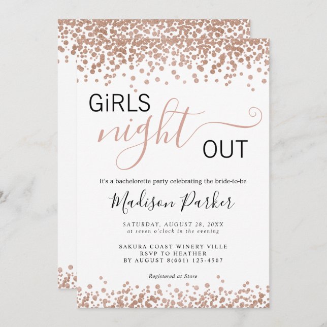 Elegant Rosa Guld Glittrar Vit Möhippa Inbjudningar (Fram/baksida)